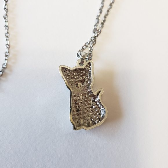 1pc Exquisite Cute And Fashionable Silvery Cat Pendant Necklace, - Picture 5 of 5